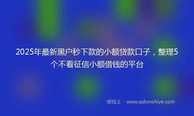2025年最新黑户秒下款的小额贷款口子，整理5个不看征信小额借钱的平台