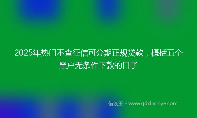 2025年热门不查征信可分期正规贷款,概括五个黑户无条件下款的口子