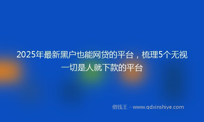 2025年最新黑户也能网贷的平台，梳理5个无视一切是人就下款的平台
