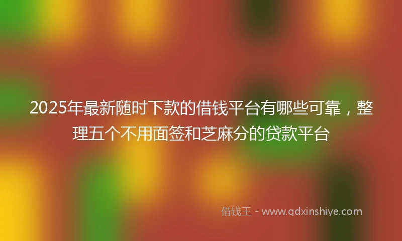 2025年最新随时下款的借钱平台有哪些可靠，整理五个不用面签和芝麻分的贷款平台