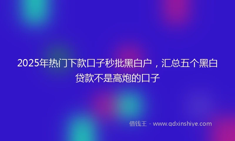 2025年热门下款口子秒批黑白户，汇总五个黑白贷款不是高炮的口子