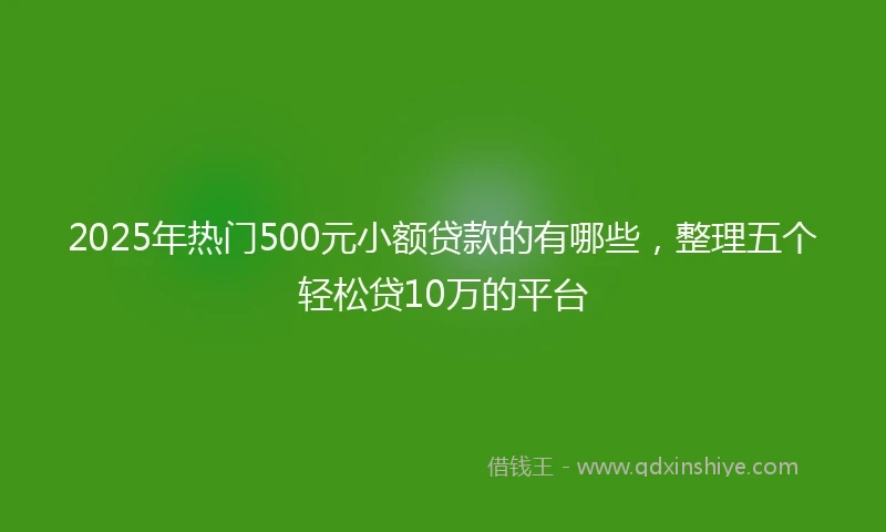 2025年热门500元小额贷款的有哪些，整理五个轻松贷10万的平台