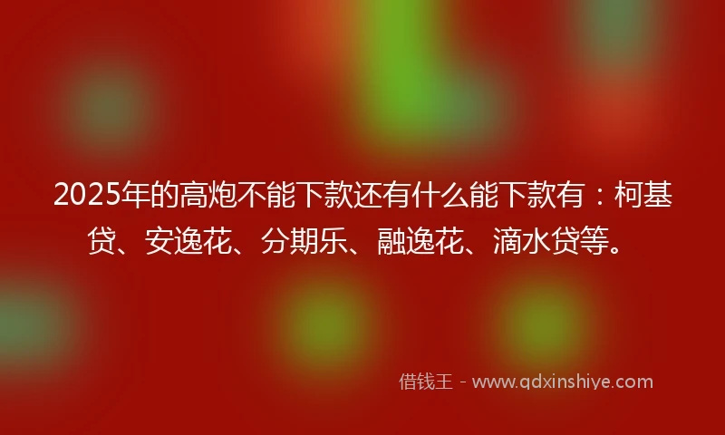 2025年的高炮不能下款还有什么能下款有：柯基贷、安逸花、分期乐、融逸花、滴水贷等。