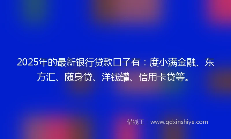 2025年的最新银行贷款口子有：度小满金融、东方汇、随身贷、洋钱罐、信用卡贷等。