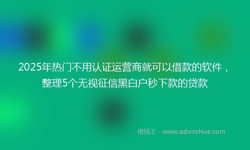 2025年热门不用认证运营商就可以借款的软件，整理5个无视征信黑白户秒下款的贷款