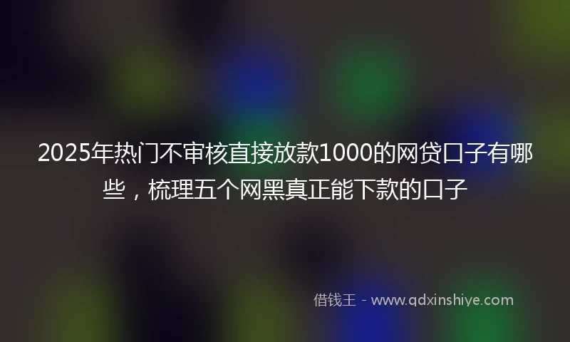 2025年热门不审核直接放款1000的网贷口子有哪些，梳理五个网黑真正能下款的口子