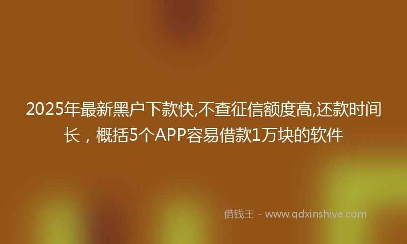 2025年最新黑户下款快,不查征信额度高,还款时间长,概括5个APP容易借款1万块的软件