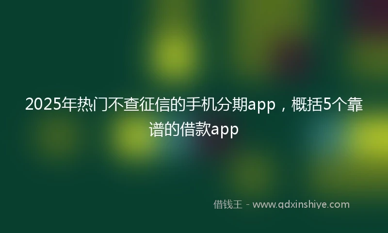 2025年热门不查征信的手机分期app,概括5个靠谱的借款app