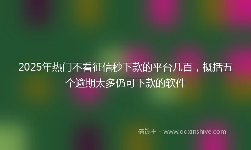 2025年热门不看征信秒下款的平台几百，概括五个逾期太多仍可下款的软件