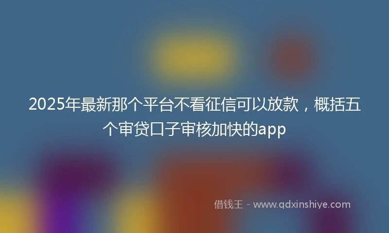 2025年最新那个平台不看征信可以放款，概括五个审贷口子审核加快的app