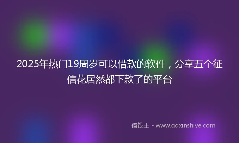 2025年热门19周岁可以借款的软件，分享五个征信花居然都下款了的平台