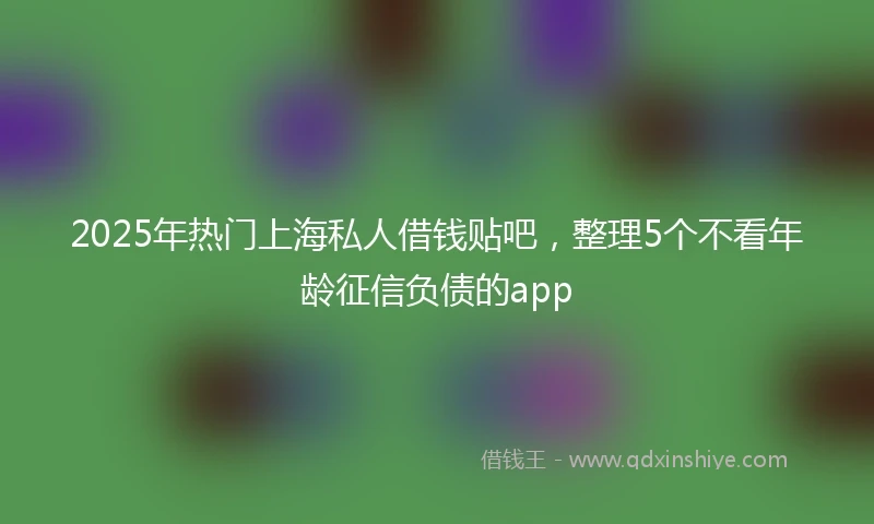 2025年热门上海私人借钱贴吧，整理5个不看年龄征信负债的app