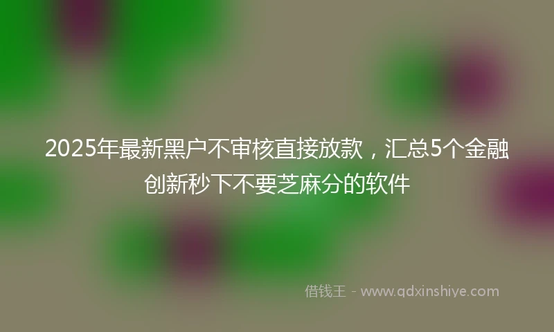 2025年最新黑户不审核直接放款,汇总5个金融创新秒下不要芝麻分的软件