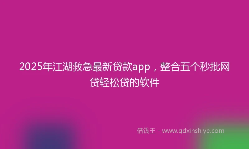 2025年江湖救急最新贷款app，整合五个秒批网贷轻松贷的软件