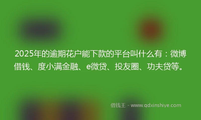 2025年的逾期花户能下款的平台叫什么有：微博借钱、度小满金融、e微贷、投友圈、功夫贷等。