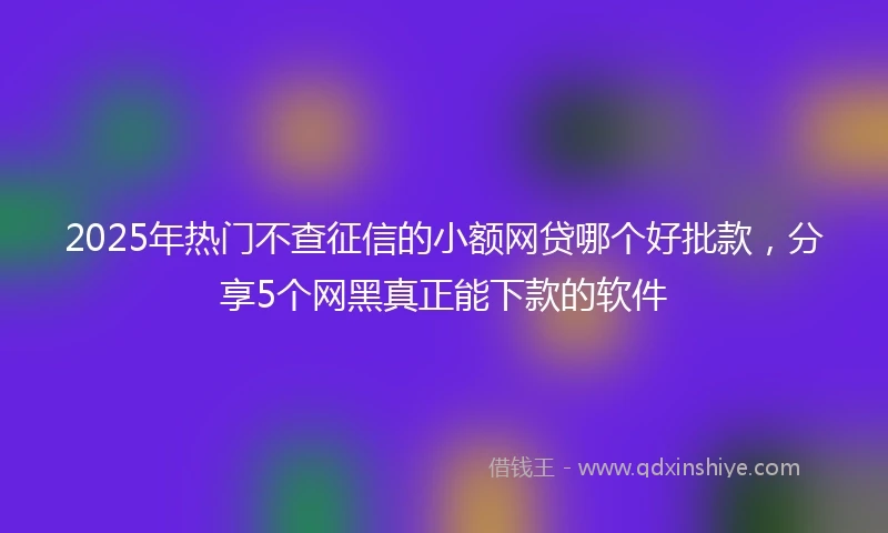 2025年热门不查征信的小额网贷哪个好批款，分享5个网黑真正能下款的软件