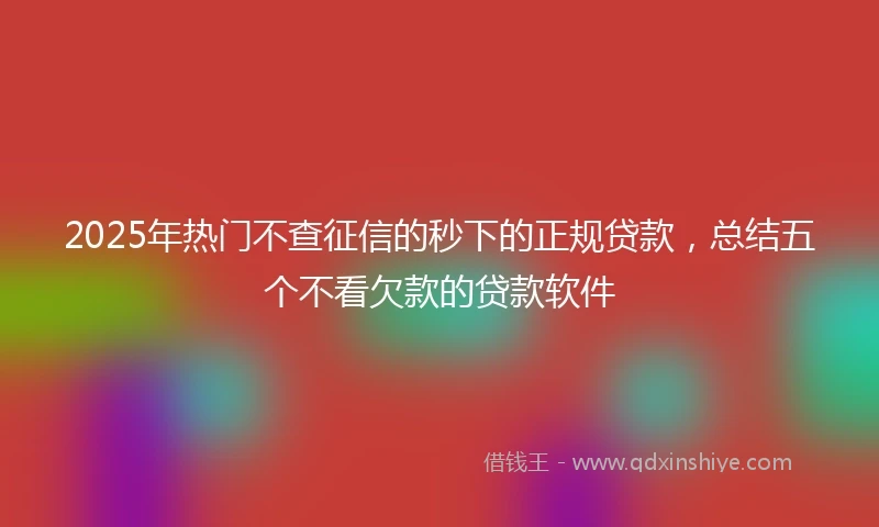 2025年热门不查征信的秒下的正规贷款，总结五个不看欠款的贷款软件