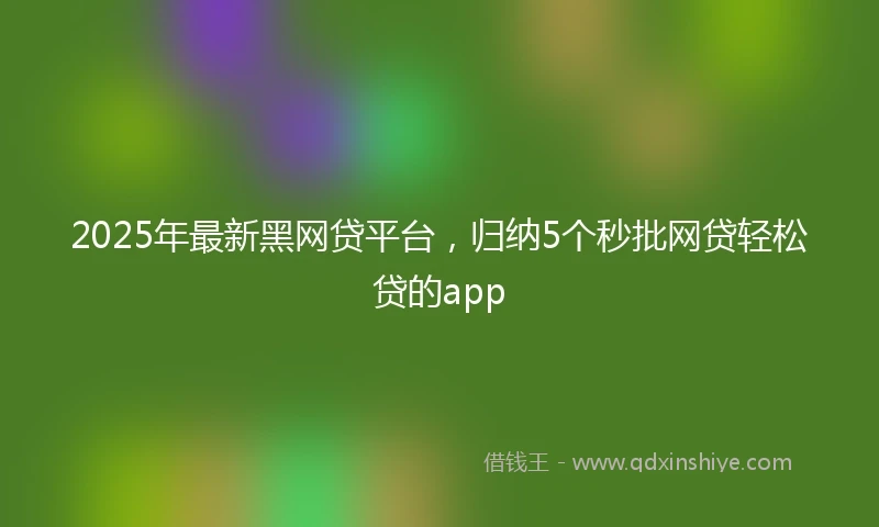 2025年最新黑网贷平台，归纳5个秒批网贷轻松贷的app
