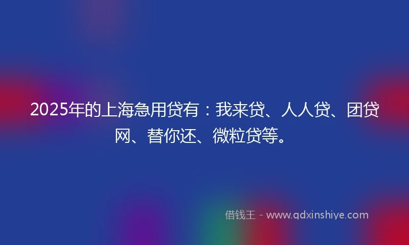 2025年的上海急用贷有：我来贷、人人贷、团贷网、替你还、微粒贷等。