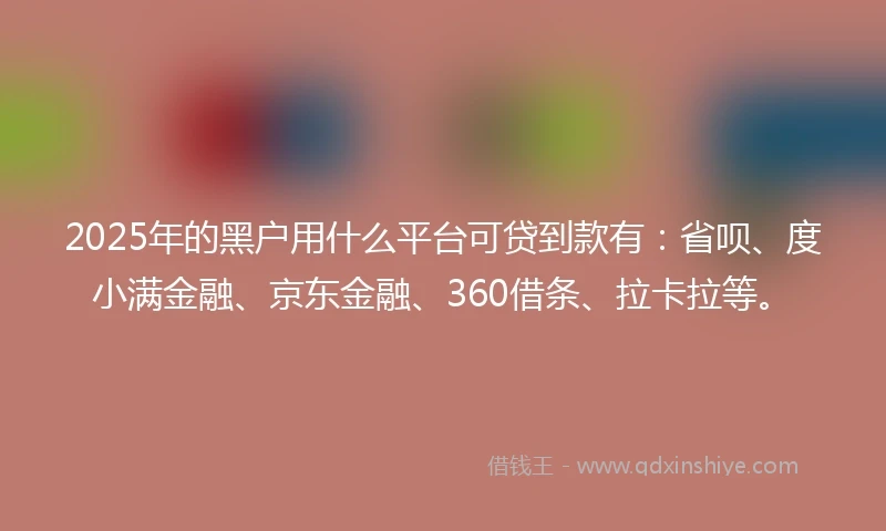 2025年的黑户用什么平台可贷到款有：省呗、度小满金融、京东金融、360借条、拉卡拉等。