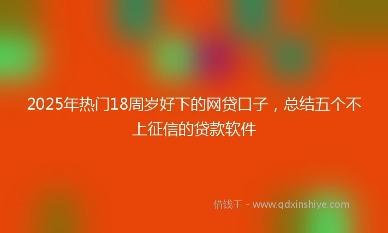 2025年热门18周岁好下的网贷口子，总结五个不上征信的贷款软件
