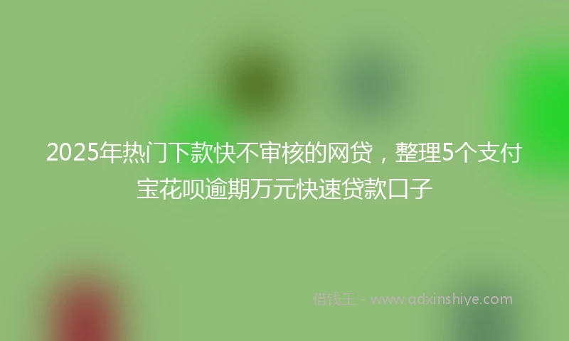 2025年热门下款快不审核的网贷，整理5个支付宝花呗逾期万元快速贷款口子