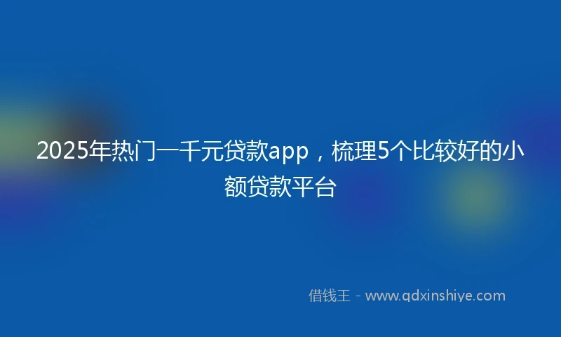 2025年热门一千元贷款app，梳理5个比较好的小额贷款平台