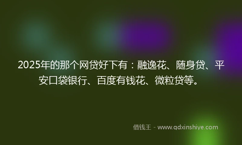 2025年的那个网贷好下有：融逸花、随身贷、平安口袋银行、百度有钱花、微粒贷等。