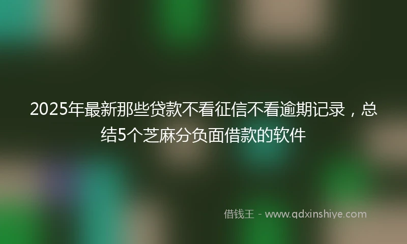 2025年最新那些贷款不看征信不看逾期记录,总结5个芝麻分负面借款的软件