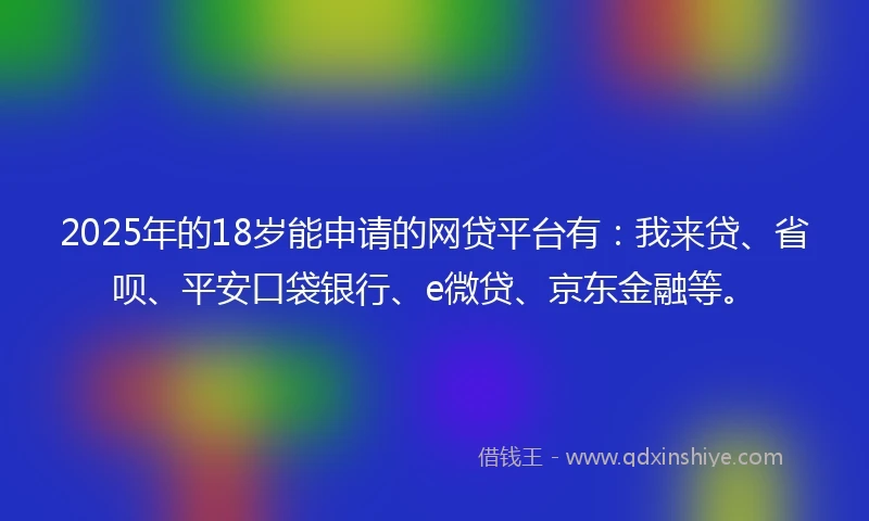 2025年的18岁能申请的网贷平台有：我来贷、省呗、平安口袋银行、e微贷、京东金融等。