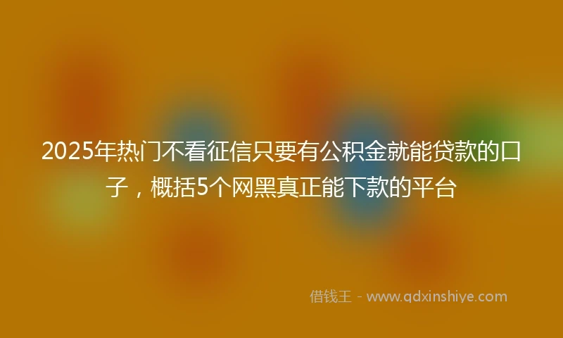 2025年热门不看征信只要有公积金就能贷款的口子,概括5个网黑真正能下款的平台