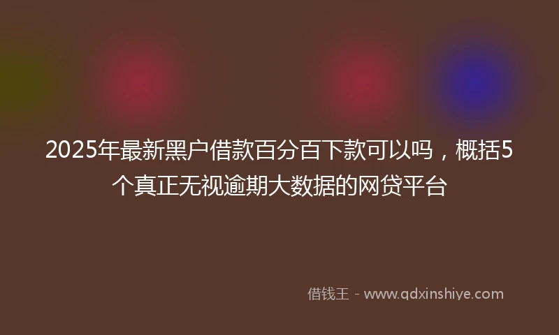 2025年最新黑户借款百分百下款可以吗,概括5个真正无视逾期大数据的网贷平台