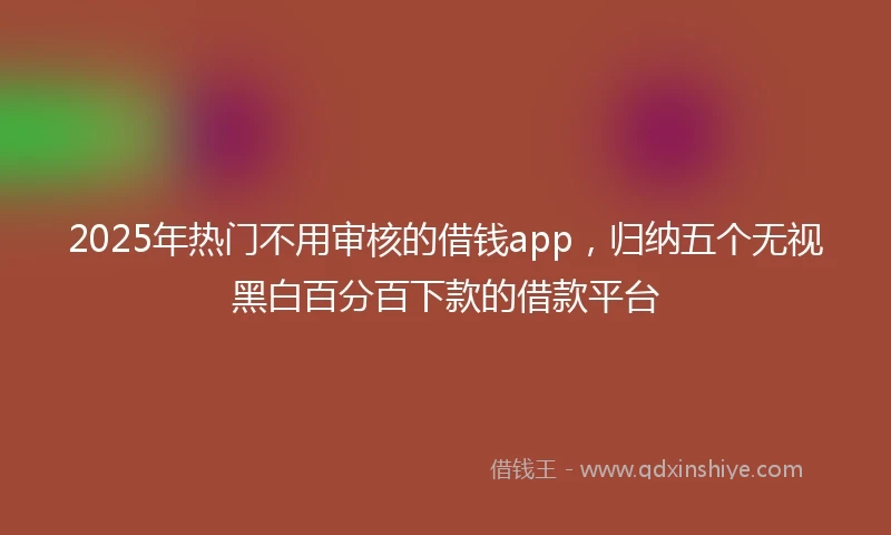 2025年热门不用审核的借钱app，归纳五个无视黑白百分百下款的借款平台