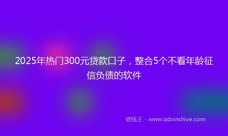 2025年热门300元贷款口子，整合5个不看年龄征信负债的软件