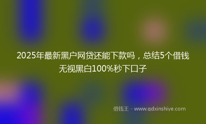 2025年最新黑户网贷还能下款吗，总结5个借钱无视黑白100%秒下口子