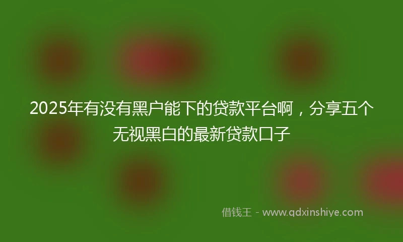2025年有没有黑户能下的贷款平台啊，分享五个无视黑白的最新贷款口子