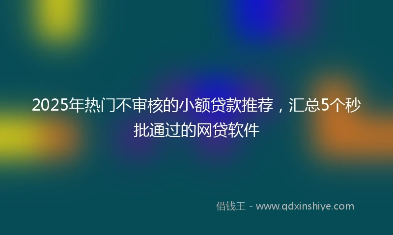 2025年热门不审核的小额贷款推荐，汇总5个秒批通过的网贷软件