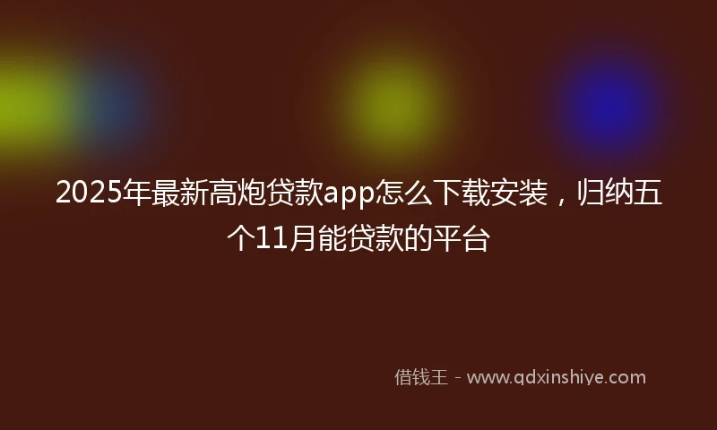 2025年最新高炮贷款app怎么下载安装,归纳五个11月能贷款的平台