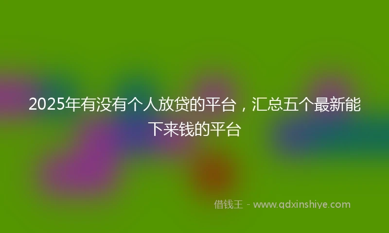 2025年有没有个人放贷的平台，汇总五个最新能下来钱的平台