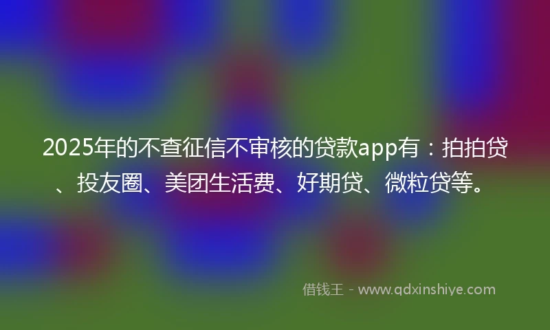 2025年的不查征信不审核的贷款app有:拍拍贷、投友圈、美团生活费、好期贷、微粒贷等。