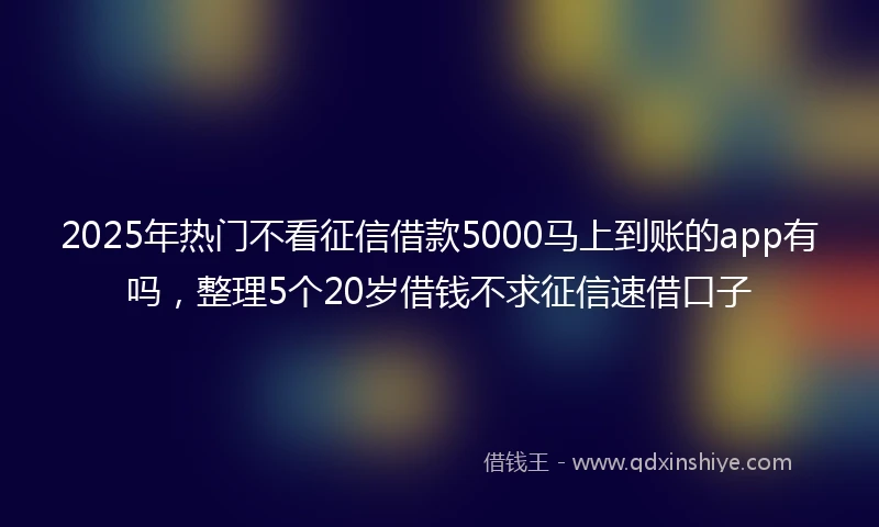 2025年热门不看征信借款5000马上到账的app有吗，整理5个20岁借钱不求征信速借口子