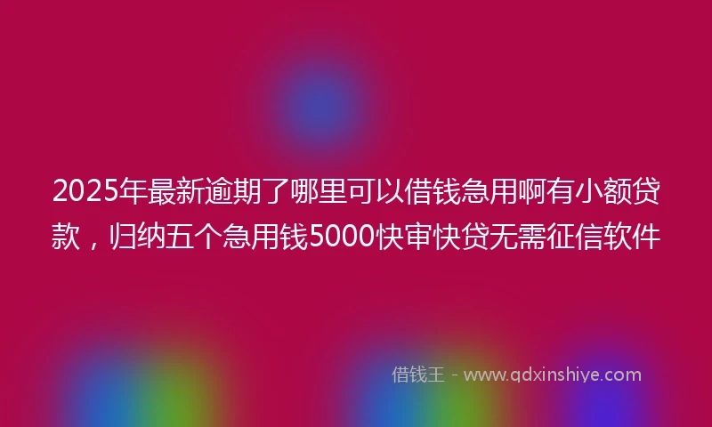 2025年最新逾期了哪里可以借钱急用啊有小额贷款，归纳五个急用钱5000快审快贷无需征信软件