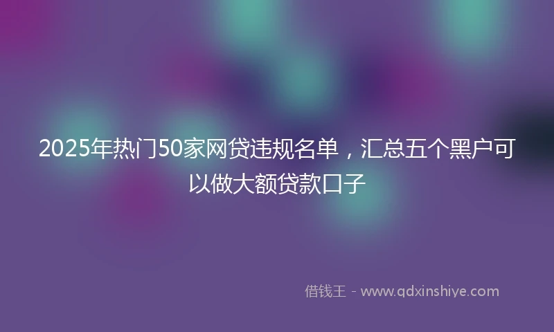 2025年热门50家网贷违规名单，汇总五个黑户可以做大额贷款口子