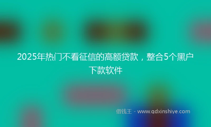 2025年热门不看征信的高额贷款，整合5个黑户下款软件