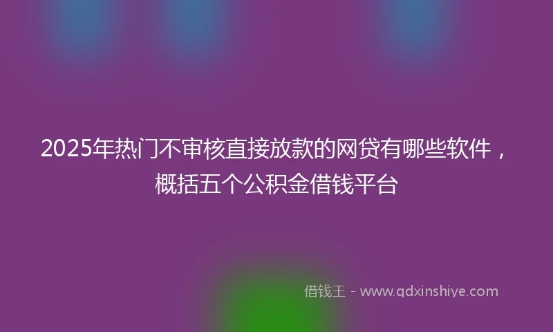 2025年热门不审核直接放款的网贷有哪些软件，概括五个公积金借钱平台