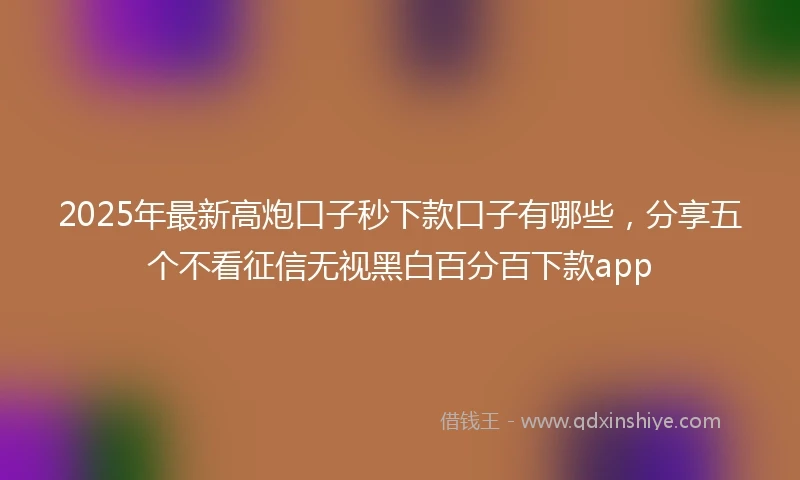2025年最新高炮口子秒下款口子有哪些，分享五个不看征信无视黑白百分百下款app