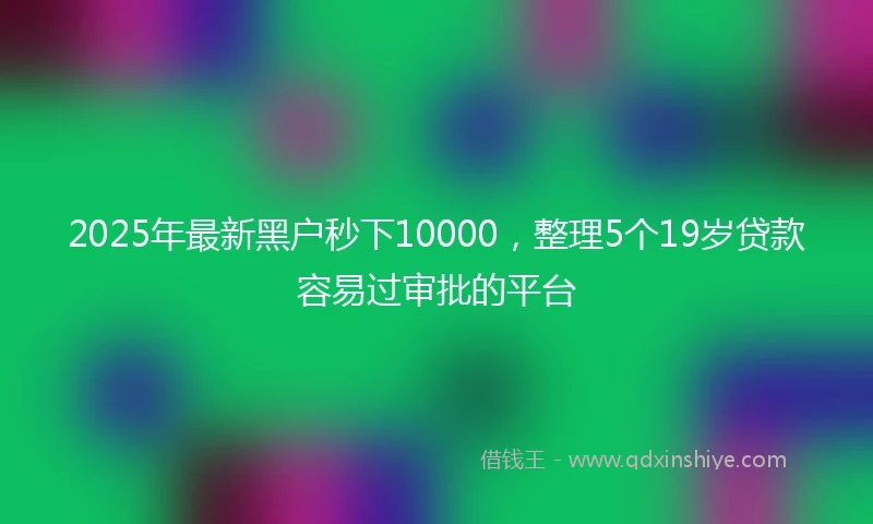 2025年最新黑户秒下10000，整理5个19岁贷款容易过审批的平台