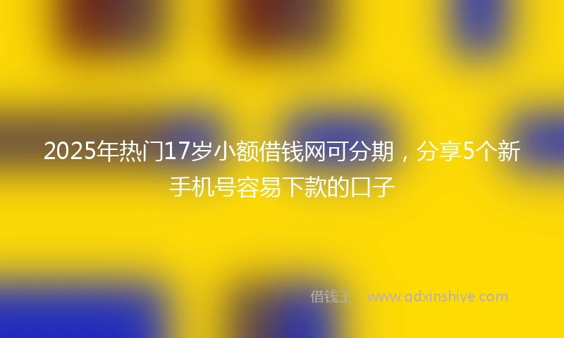 2025年热门17岁小额借钱网可分期，分享5个新手机号容易下款的口子