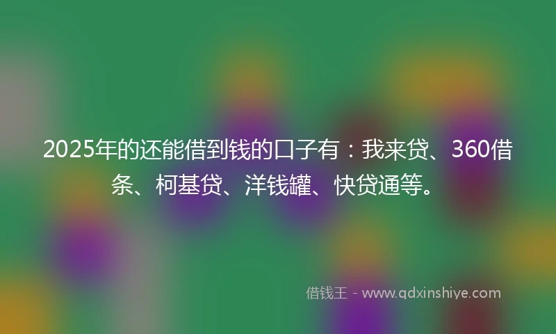 2025年的还能借到钱的口子有：我来贷、360借条、柯基贷、洋钱罐、快贷通等。