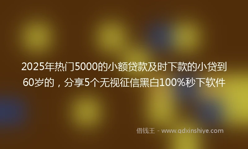 2025年热门5000的小额贷款及时下款的小贷到60岁的，分享5个无视征信黑白100%秒下软件